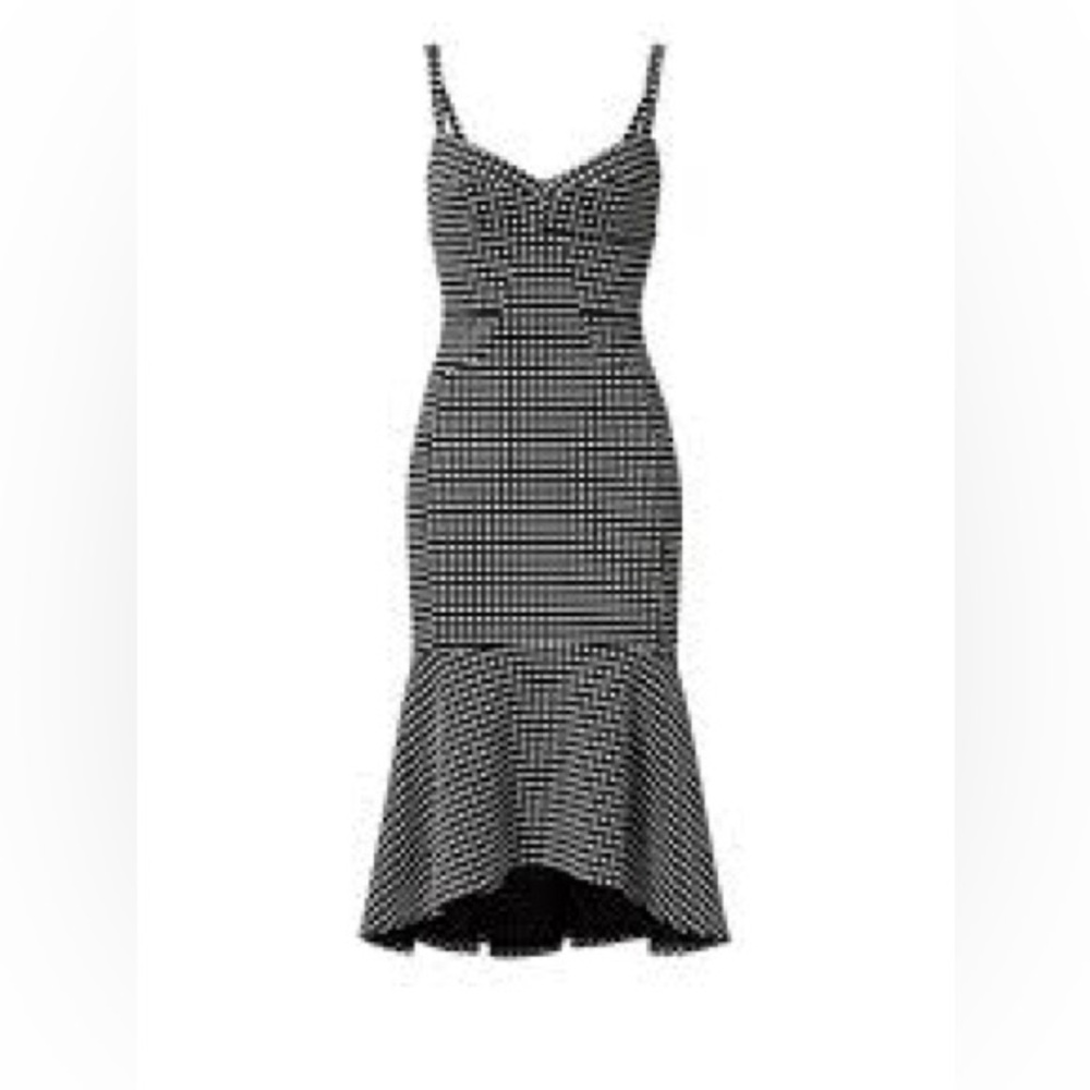 Amanda Uprichard (S)  Loulette Dress - Black and White - Mod Gingham Midi